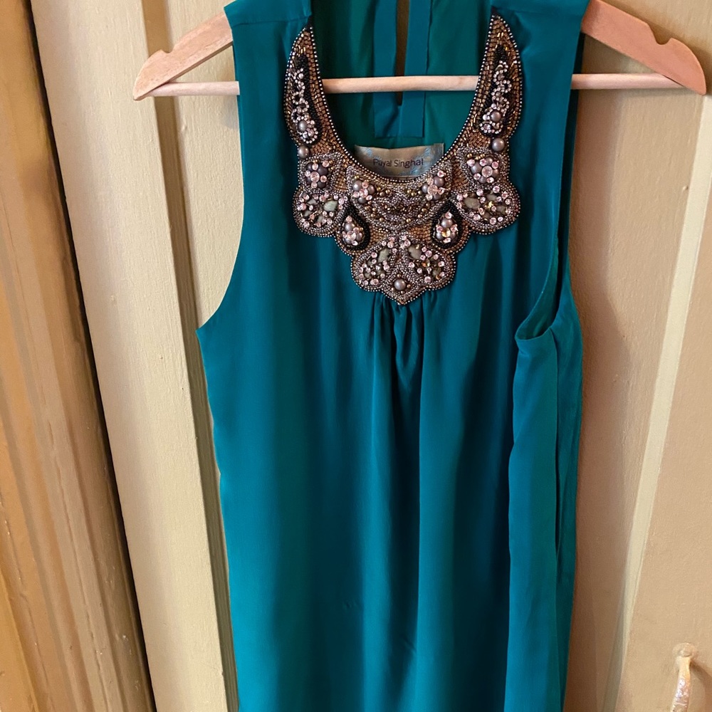 Payal Singhal Green Jeweled Silk Dress